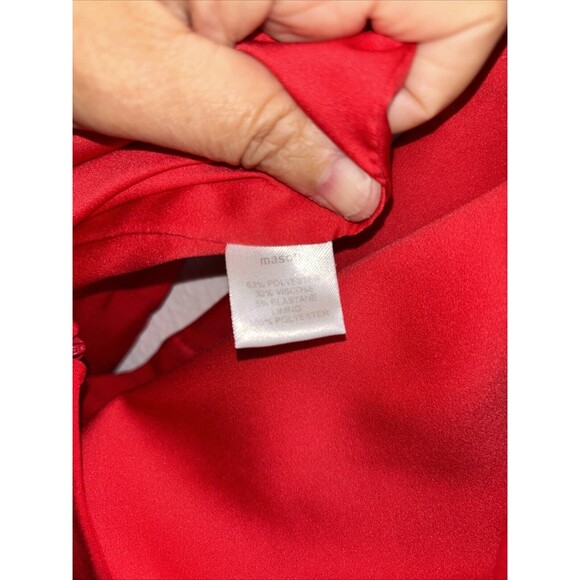 Michelle Mason Maxi Dress Women 10 Gown Halter Top Hook Slit Red V Neck Zip - Picture 11 of 16